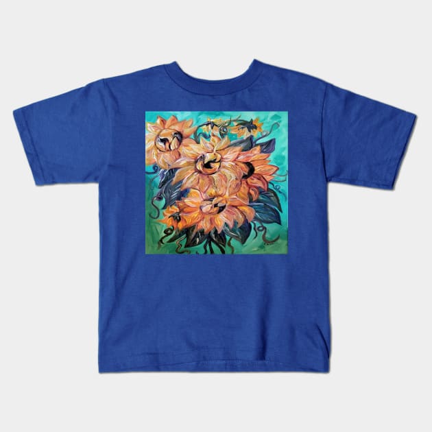 Sunflowers Kids T-Shirt by EloiseART